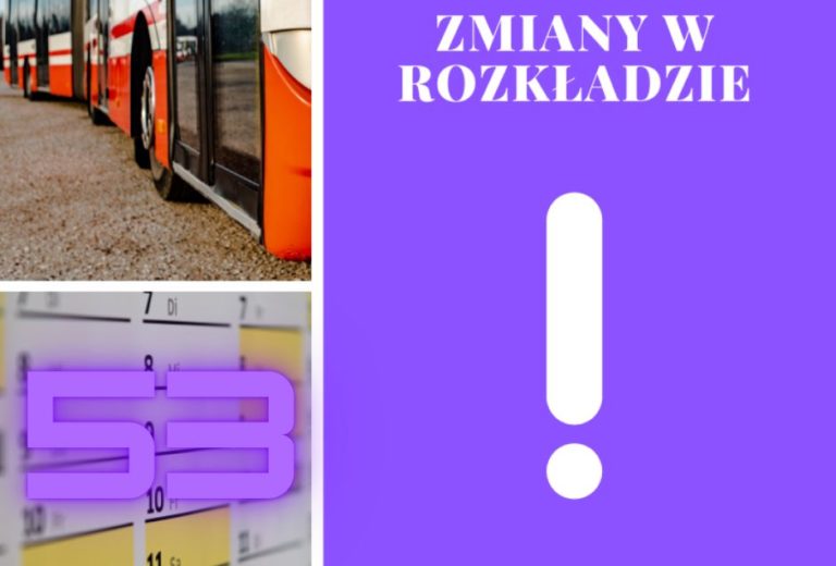 Drobne zmiany w rozkładzie jazdy linii 53 od 2 stycznia 2025 roku