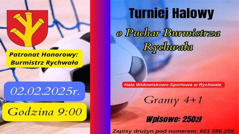 Turniej halowy piłki nożnej o Puchar Burmistrza Rychwała!