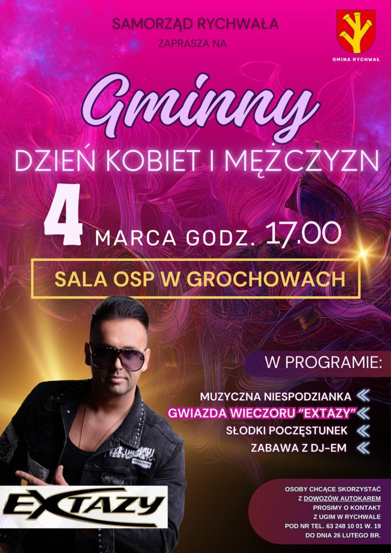 Już 4 marca o godzinie 17:00 w Grochowach czeka na Was niezwykłe muzyczne wydarzenie! Z okazji Dnia Kobiet na scenie wystąpi zespół EXTAZY, który rozgrzeje publiczność swoimi największymi hitami.