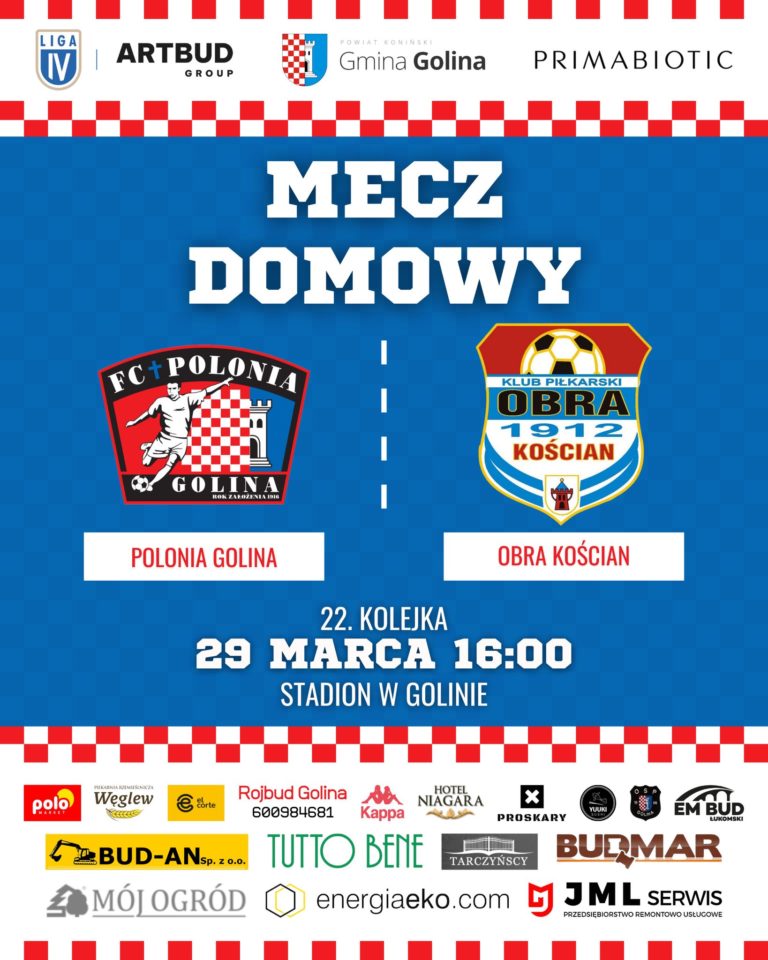 Polonia Golina podejmuje Obrę Kościan – czas na rewanż!