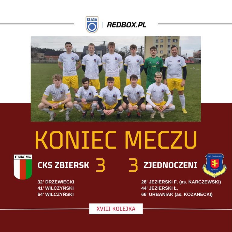 Remis w Zbiersku – emocjonujące spotkanie zakończone podziałem punktów