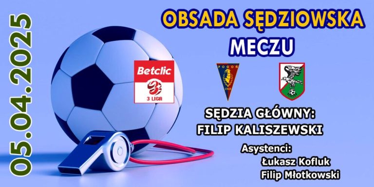 Arbitrzy z Gdańska poprowadzą hit 24. kolejki Betclic 3. Ligi