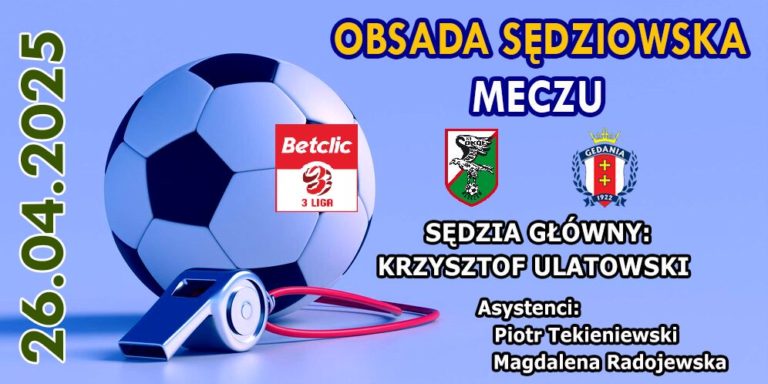 Znany skład sędziowski na mecz Sokoła Kleczew z Gedanią Gdańsk