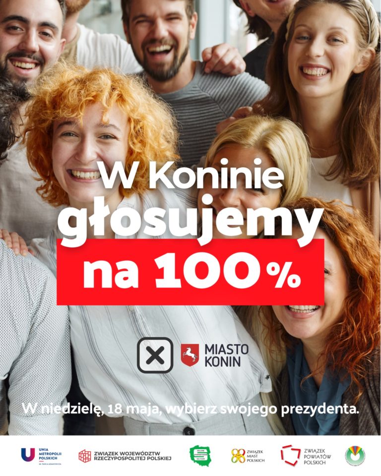 Konin w kampanii „Głosujemy na 100%”. Miasto zachęca do udziału w wyborach prezydenckich