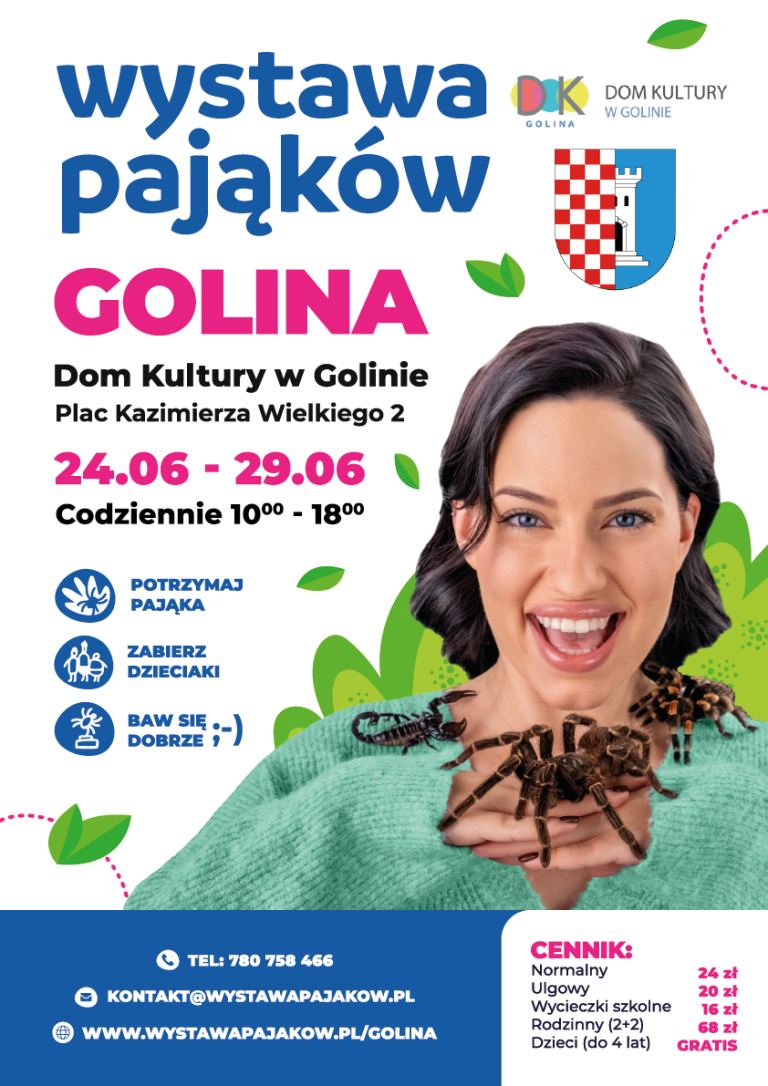 Dom Kultury w Golinie zaprasza na wystawę pająków 26-29 czerwca 2025 r.