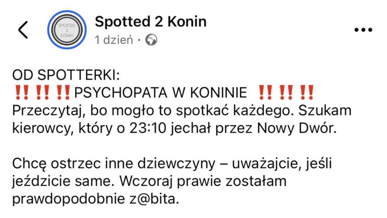 Policja komentuje wpis z portalu Spotted. Trwa wyjaśnianie incydentu