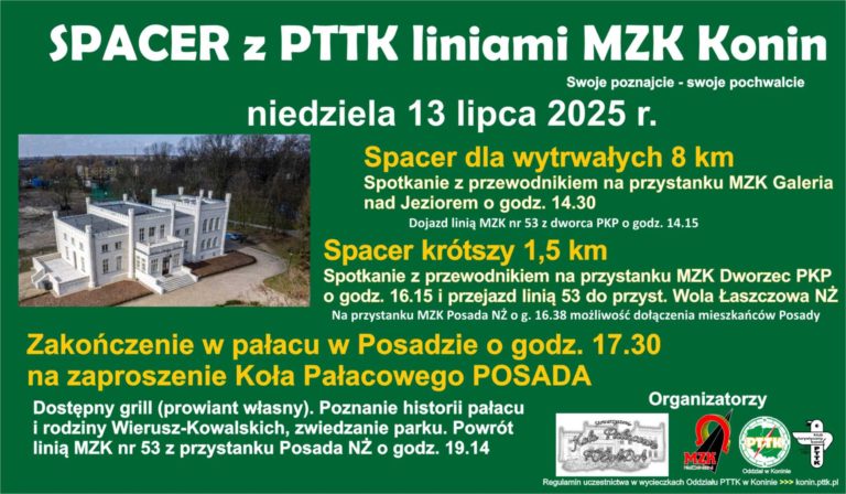 Wakacyjna wycieczka linią MZK 53: Konin – Wola Łaszczowa z wizytą w pałacu Posada