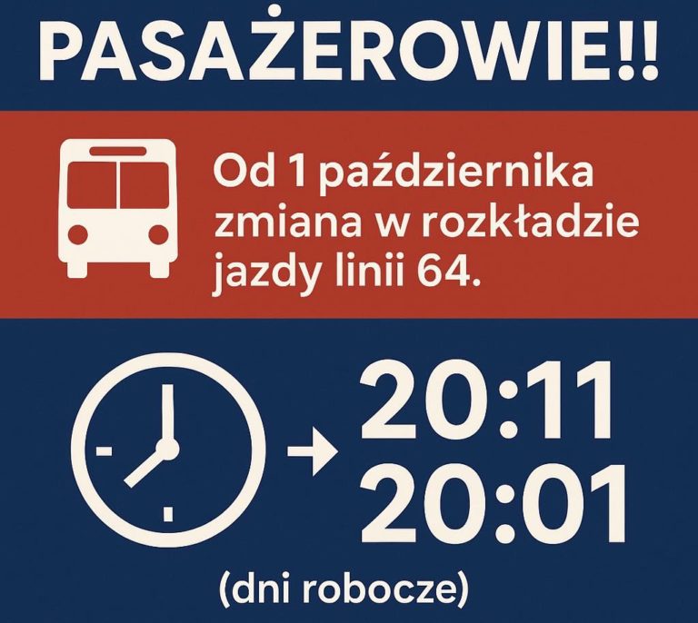 Zmiany w rozkładzie jazdy linii 100 i 64 od 1 października
