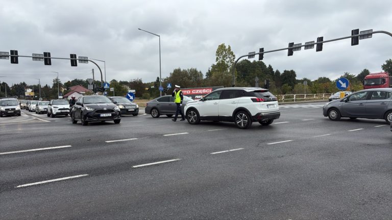 POLICJANCI KIERUJĄ RUCHEM NA SKRZYŻOWANIU TRASY BURSZTYNOWEJ Z ZAGÓROWSKĄ