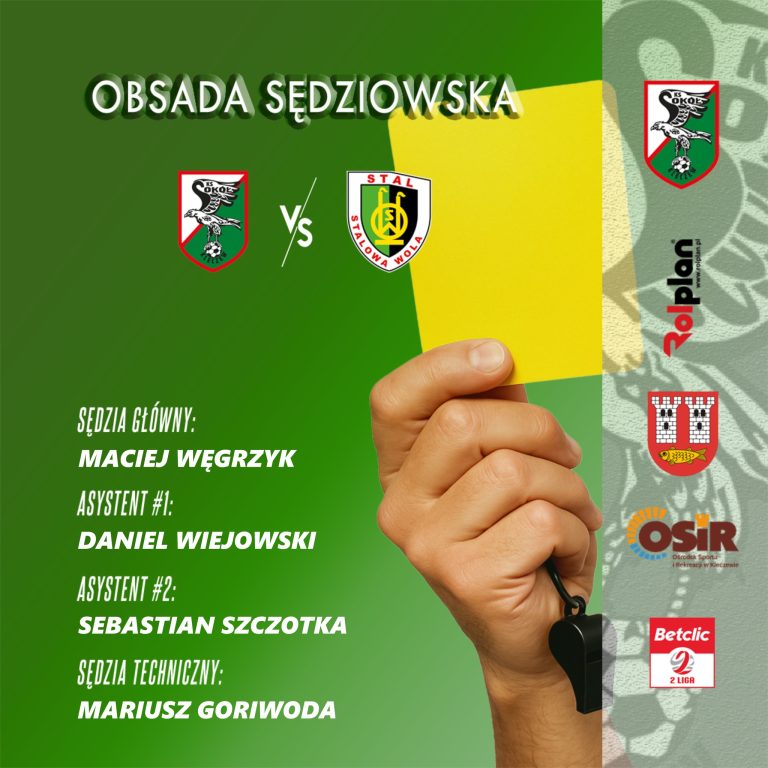 Poznaliśmy obsadę sędziowską meczu Sokół Kleczew – Stal Stalowa Wola