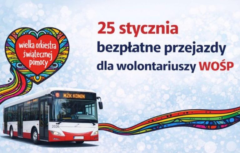 Wolontariusze WOŚP pojadą za darmo. MZK Konin wspiera finał Orkiestry