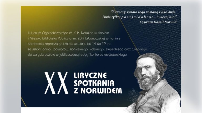 Liryczne Spotkania z Norwidem. Jubileuszowa, XX edycja konkursu recytatorskiego w kwietniu