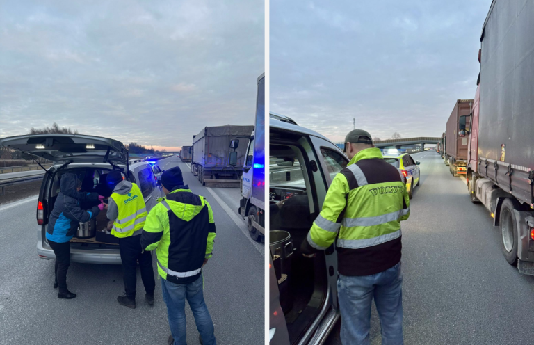 Koniec utrudnień na autostradzie A2. Pomoc dla osób uwięzionych na drodze.