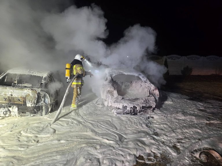 Nocna akcja strażaków w gminie Wilczyn. Spłonęły dwa samochody