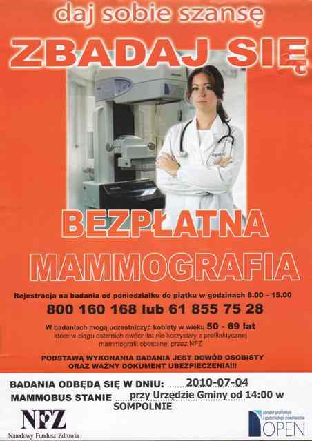 Sompolno: Bezpłatne badania piersi