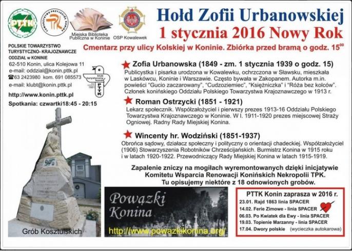 PTTK zaprasza na Hołd Zofii Urbanowskiej