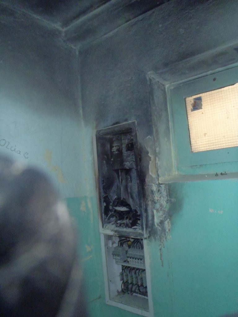 Pożar skrzynki elektrycznej.