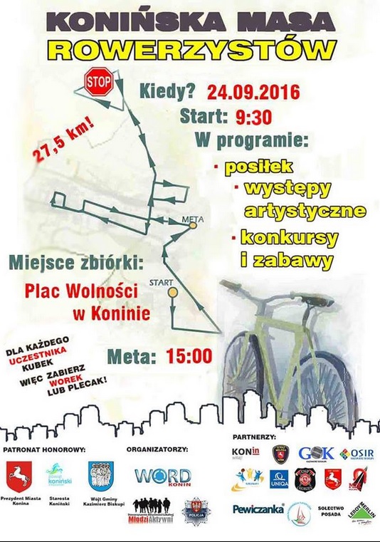 W sobotę 9. Konińska Masa Rowerzystów!