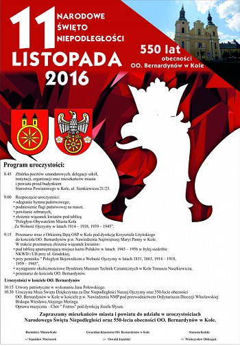Program obchodów Narodowego Święta Niepodległości w Kole