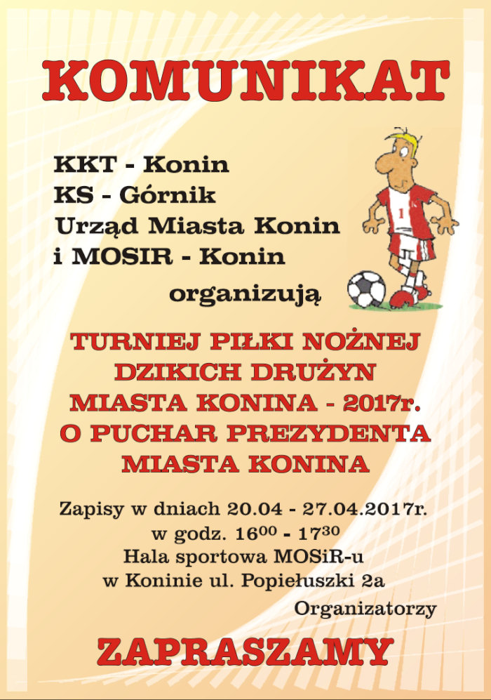 Zapisy na Turniej Piłki Nożnej Dzikich Drużyn Miasta Konina 2017