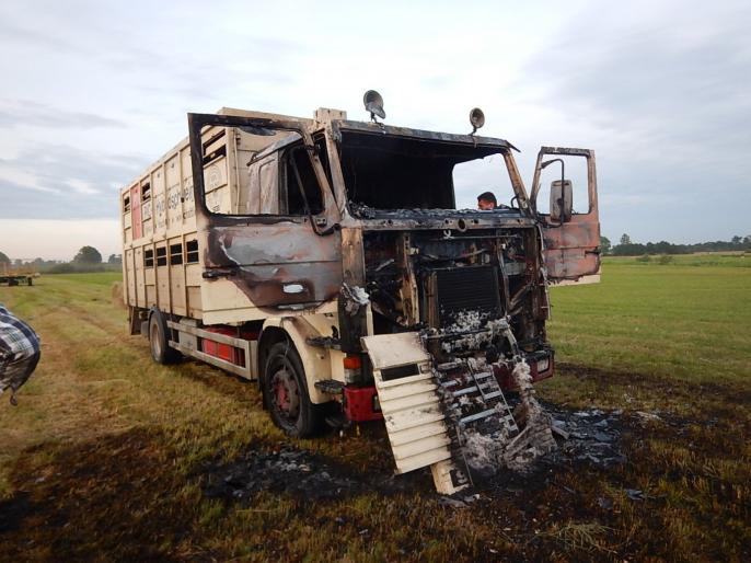 Pożar samochodu ciężarowego
