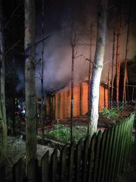 Pożar domku letniskowego