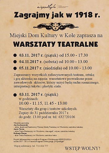 Propozycja dla każdego – warsztaty teatralne!