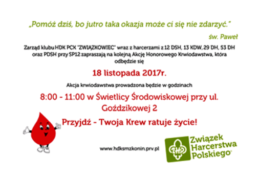 Harcerze i PCK organizują akcję krwiodawczą
