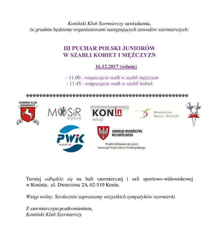 Trzeci Puchar Juniorów w Szabli