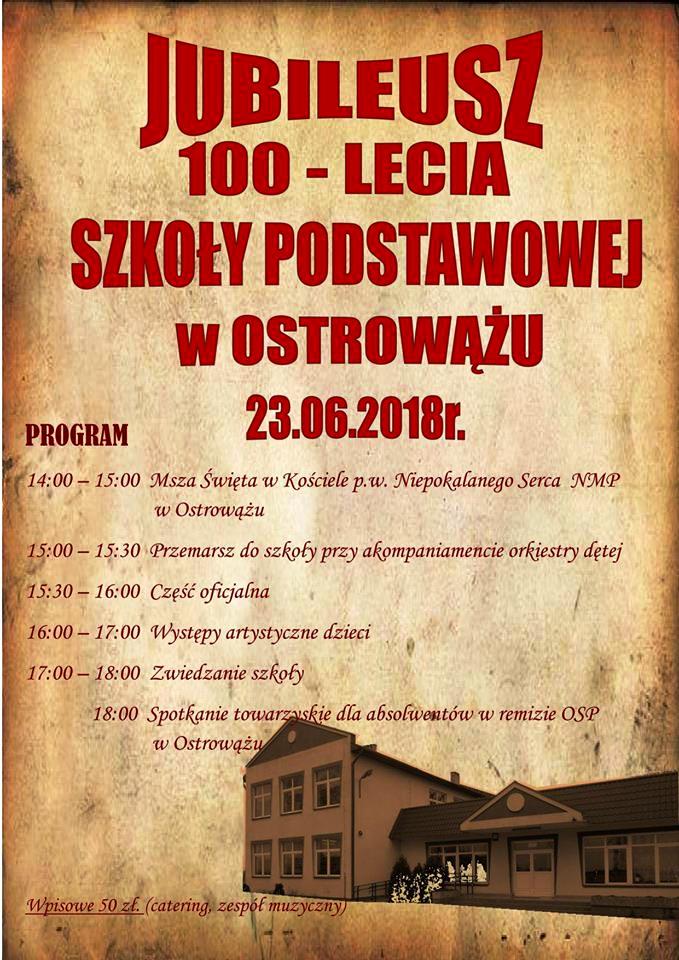 100 rocznica powstania Szkoły Podstawowej w Ostrowążu