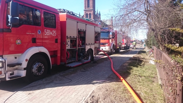 Pożar dachu w domu jednorodzinnym w Trąbczynie