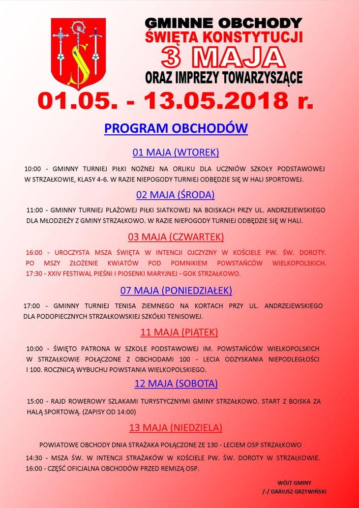Gminne Obchody Święta Konstytucji 3 Maja w Strzałkowie