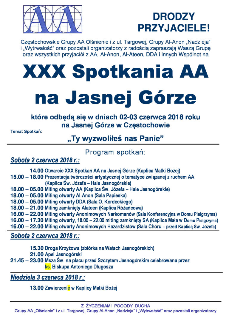 Spotkanie AA na Jasnej Górze