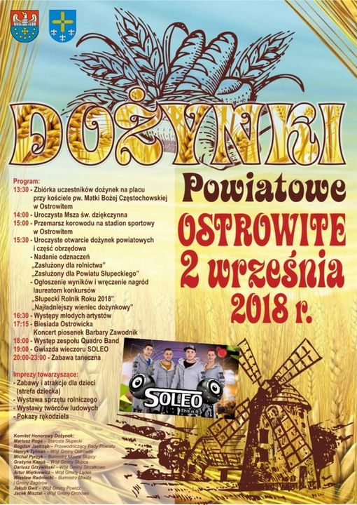 Dożynki Powiatowe: 2 września 2018r. – zaprasza Ostrowite!