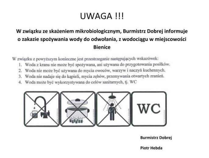Uwaga ! Skażona woda !