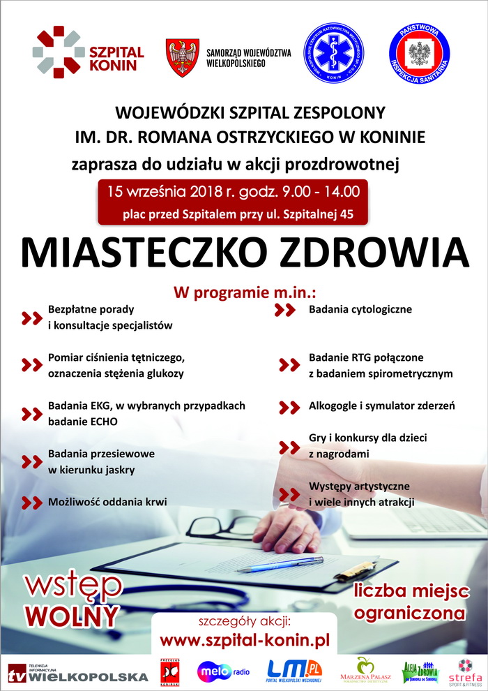 Wojewódzki Szpital Zespolony w Koninie zaprasza 15 września na Miasteczko Zdrowia