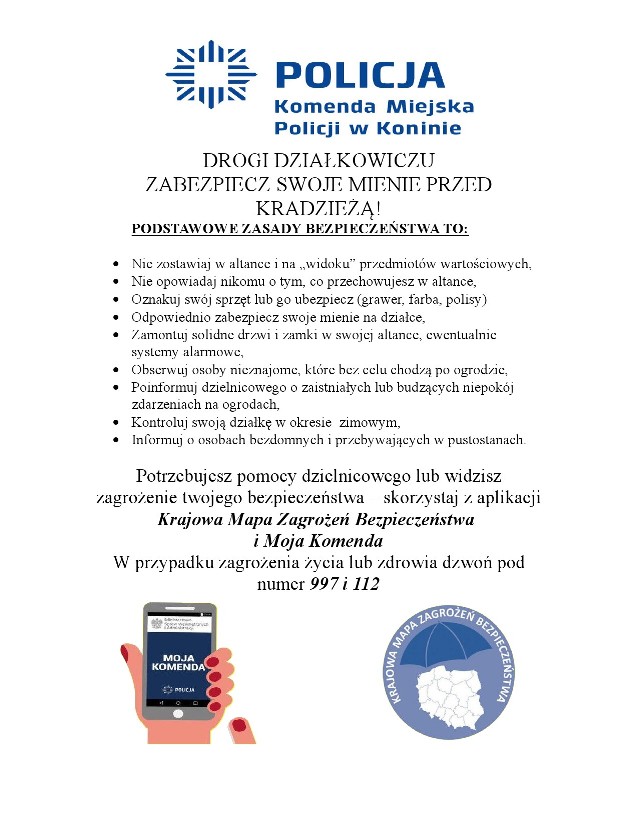 Policjanci apelują do działkowiczów