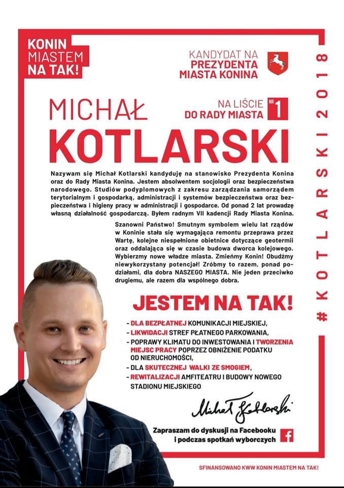 Michał Kotlarski kandydatem na Prezydenta Konina