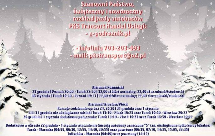 Świ9ąteczny rozkład jazdy