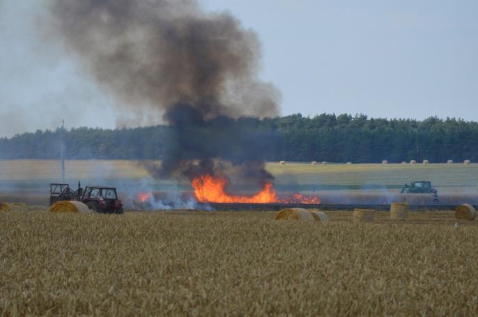 Pożar zboża w Podkiejszach