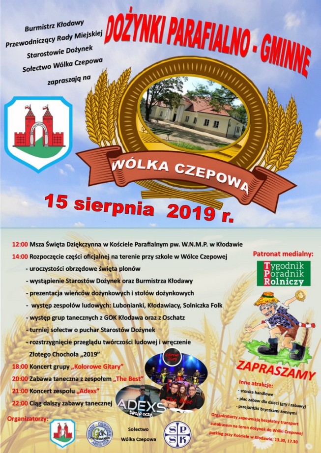 Zapraszamy na Dożynki Parafialno Gminne w Wólce Czepowej