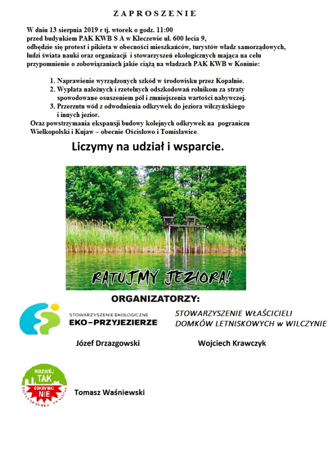 Protest w obronie jezior