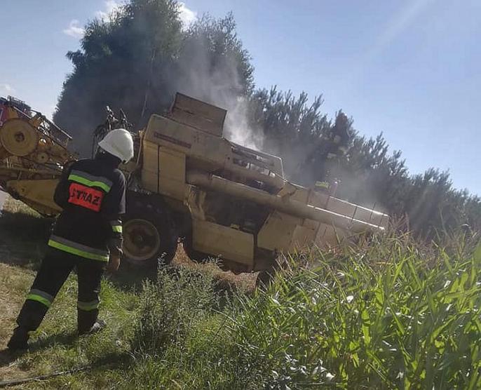 Pożar kombajnu w Malińcu
