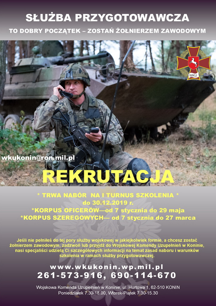 Nabór kandydatów do służby przygotowawczej w korpusie oficerów i szeregowych 2020