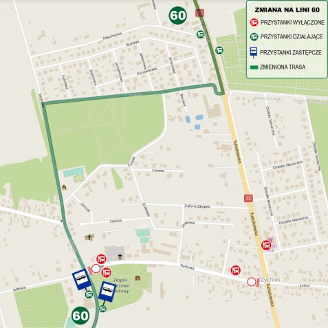 Przebudowa ulicy Parkowej – zmiana trasy autobusu linii 60