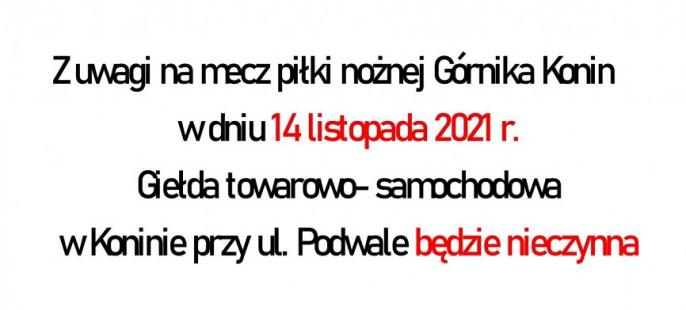 Giełda Towarowo-Samochodowa 14 listopada będzie nieczynna