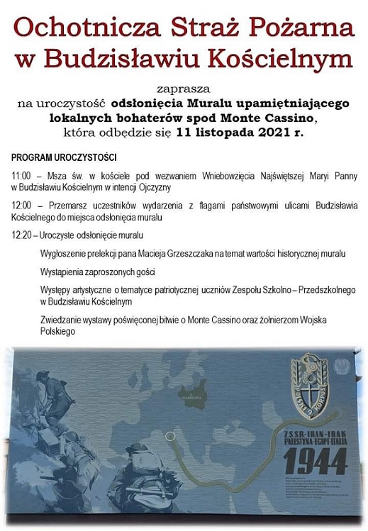 Budzisław Kościelny: Zaproszenie na uroczystość odsłonięcia muralu