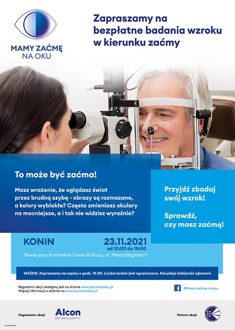 Mieszkańcy Konina będą mogli bezpłatnie zbadać wzrok w kierunku zaćmy – MAMY ZAĆMĘ NA OKU