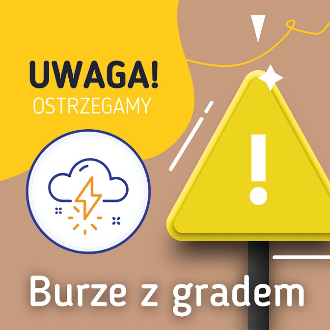 Ostrzeżenie przed burzami z gradem (24 powiaty)