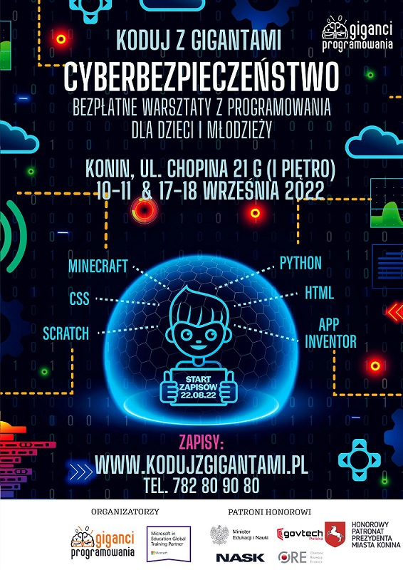 KODUJ Z GIGANTAMI: CYBERBEZPIECZEŃSTWO. Wrzesień pod znakiem programowania i bezpieczeństwa w sieci – dzięki warsztatom dla dzieci i młodzieży